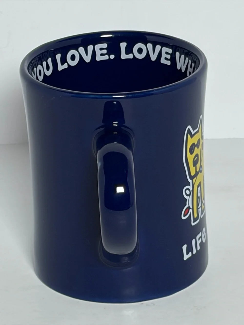 Life Is Good “Do What You Love” Dog Coffee Mug Navy Blue Ceramic 4.5”